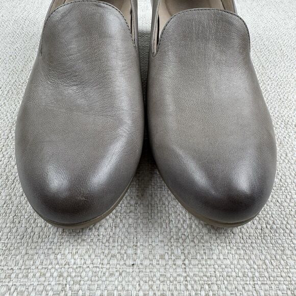 Dansko Preston Loafers Womens 40 US 9.5 - 10 Block Heels Grey Leather Comfort - Picture 3 of 13